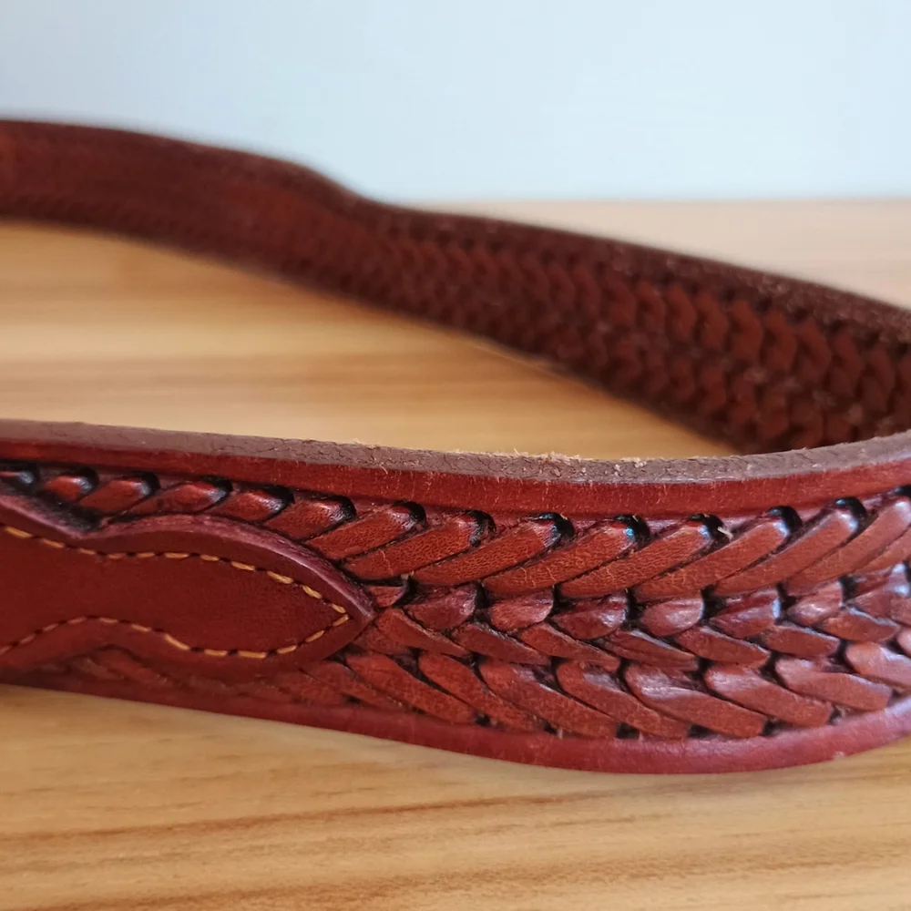 Vintage Levis Brown Braided Belt Womens Size 34 Brass Buckle Western